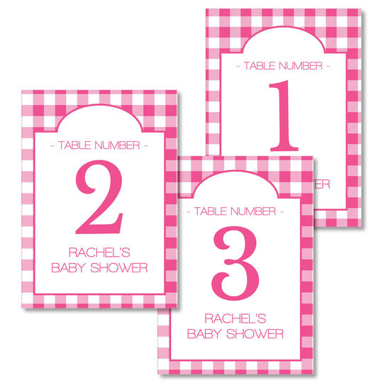 Yellow Gingham Table Number Cards